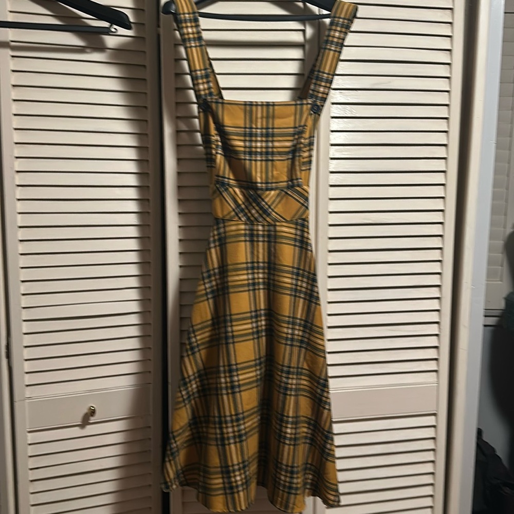 Vintage style Fall plaid overall dress